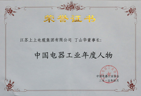 丁山华荣获“中国电器工业年度人物”称呼