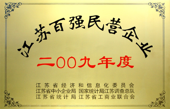 壹定发荣获2009年度“江苏百强民营企业”